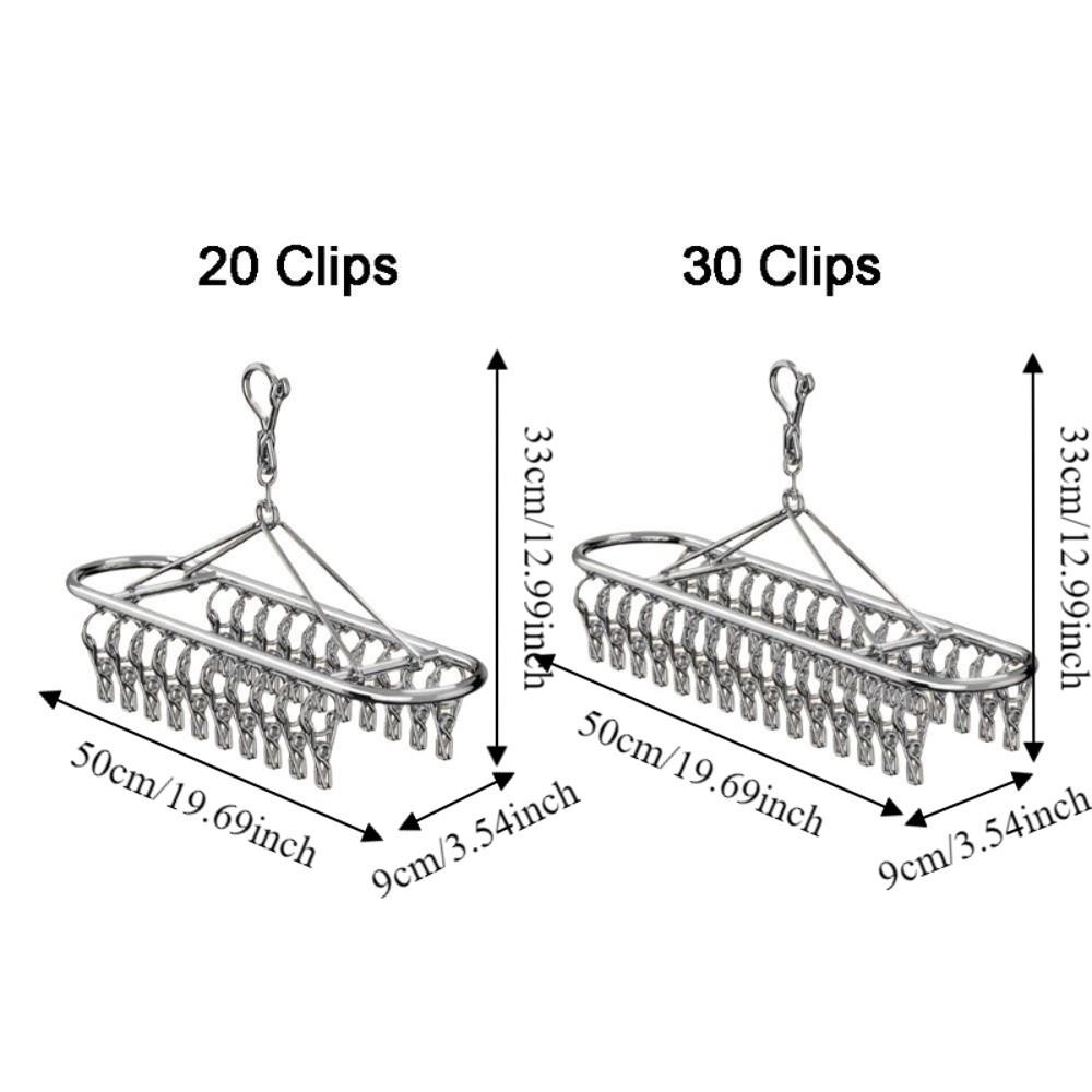 20/30 Clips Socks Drying Rack Stainless Steel Underwear Socks Holder Sock Laundry Airer  Balcony