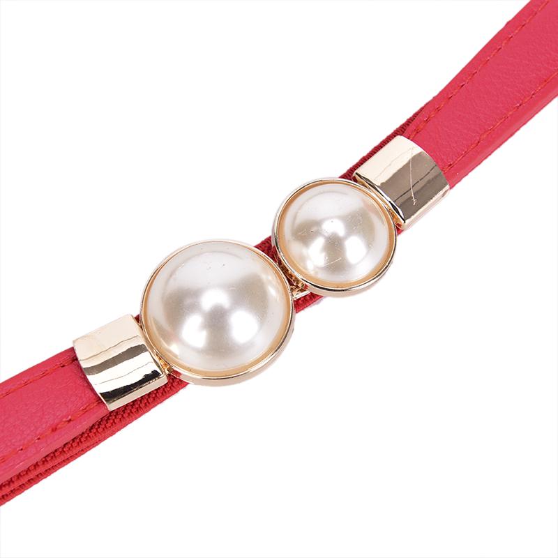 Women Elastic Waist Seal Belt Pearl For Dresses Skirt Waistbands Wasit Belt