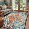 Bohemian Floral Medallion Area Rug Oriental Distressed Large Bedroom Rug, Soft Non-Slip Washable Dining Room Mat Indoor Throw