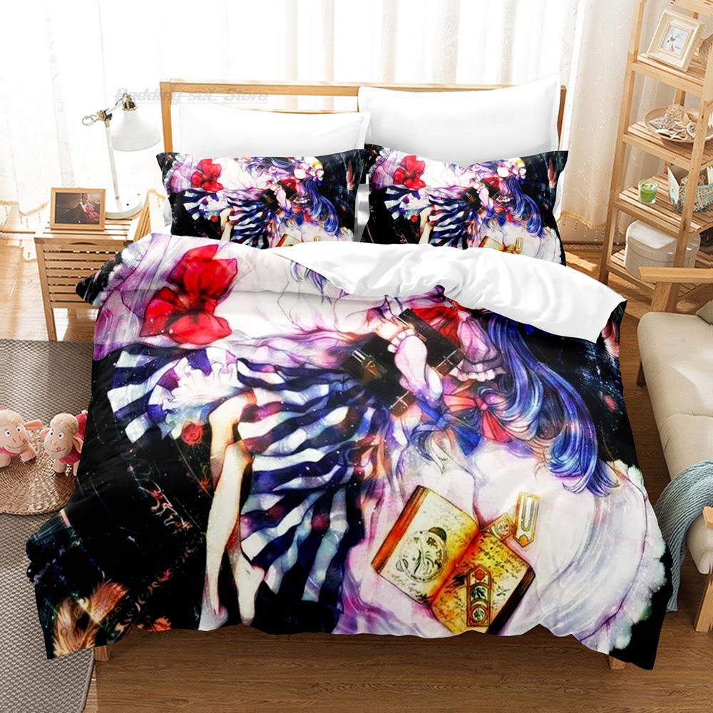 Набор постельного белья Touhou Project Односпальный Полуторный Двуспальный Queen King Размер Постельное белье Взрослый Детская Спальня Комплекты с пододеяльником 3D Печать Мультфильм Каваи