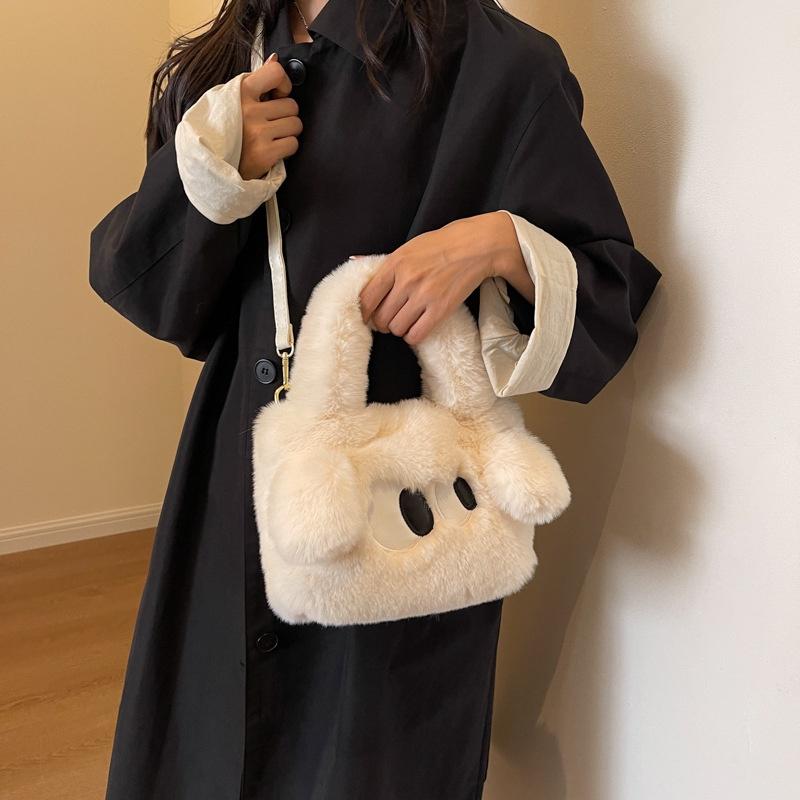 IELGY Женская меховая сумка, переносная плюшевая сумка-ведро через плечо с рисунком из мультфильма