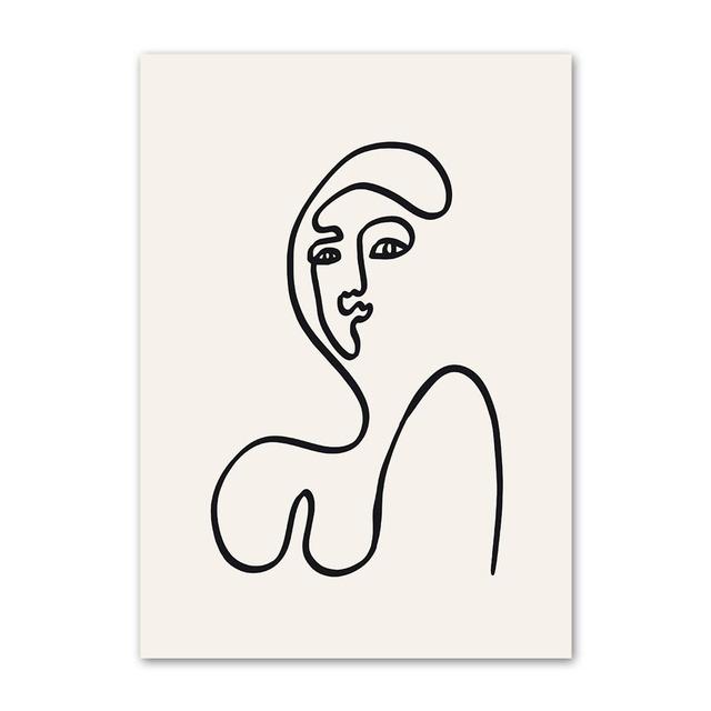 Зеленое растение Агава Кактус Абстрактная геометрия Линия Настенная живопись Печать на холсте Картина в скандинавском стиле Настенный плакат для украшения гостиной