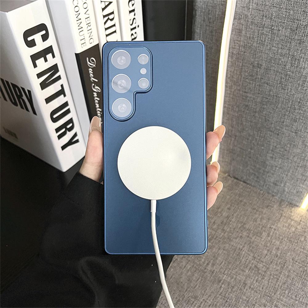 AG Matte Frosted Magnetic For Magsafe Phone Case For Samsung Galaxy S25 S24 S23 Ultra Plus Luxury Glass Lens Protection Cover