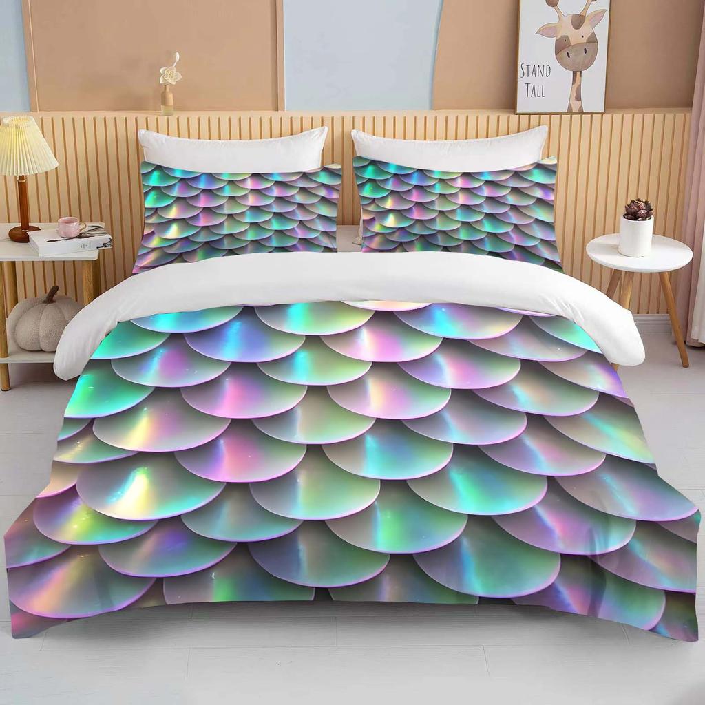 Fantasy Fish Scale Art Print Bedding Set Duvet Cover 1 Duvet Cover 2 Pillowcases Adult And Children Bedding Set Luxury Gril Gift