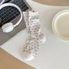 Polka Dot Socks, Women's Mid-calf Socks, Trendy Summer Thin Cotton Student Mesh Breathable Rolled-up Long Socks