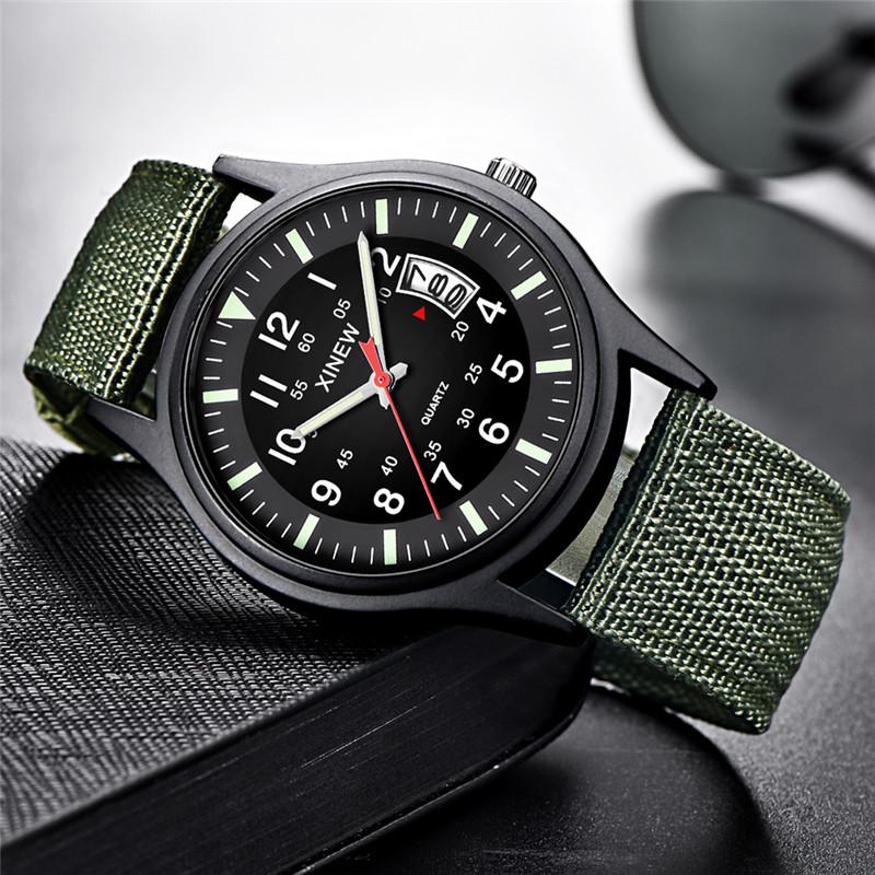 Original XINEW Brand Cheap Watches For Men Fashion Nylon Band Military Sports Date Quartz Watch Erkek Barato Saat Montre Homme