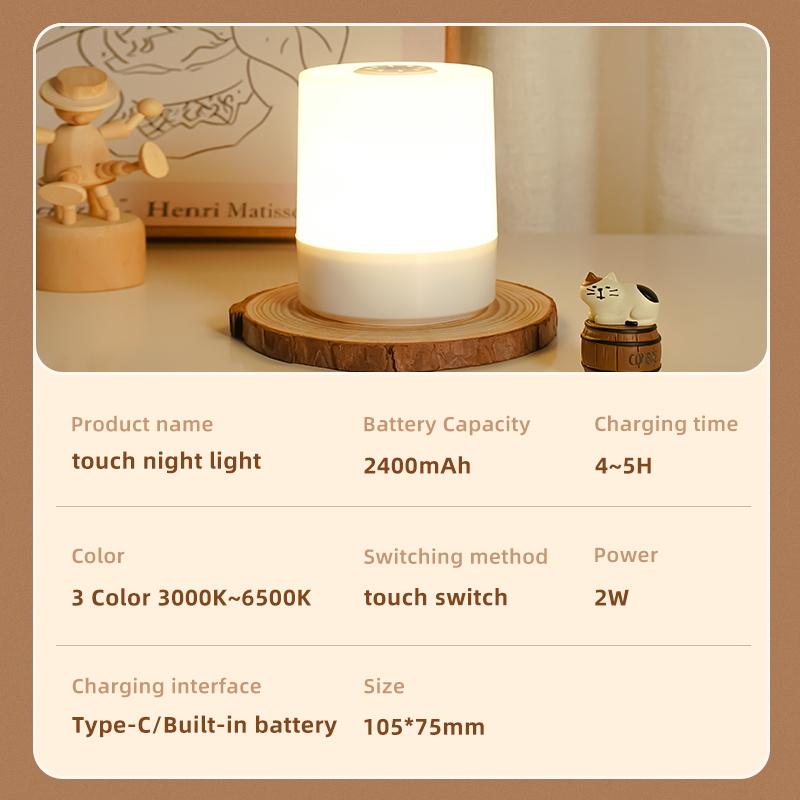 LED Night Lights Touch Stepless Dimmabl LED Table Lamp USB Portable Bedside Lamp for Bedroom Decor Sleeping Night Light Kid Gift