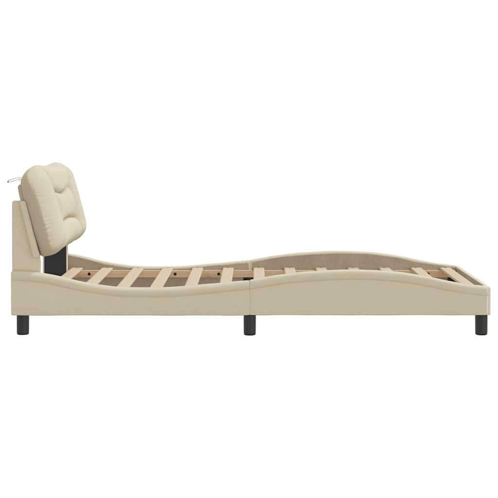 Bed Frame without Mattress  Hvar  Cream 100x200 cm Fabric