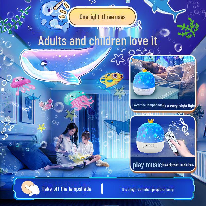 Мечтательная вращающаяся лампа-проектор со звездным небом для детской спальни