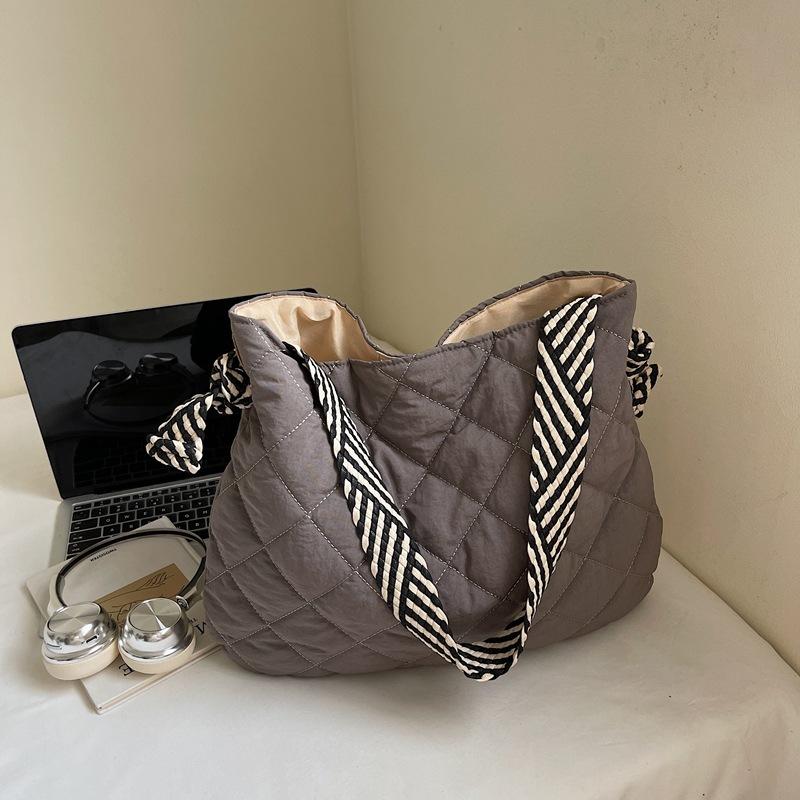 2025 осень новая модная большая вместительная сумка через плечо, ромбовидная клетка, сумка-хлебница, женская повседневная универсальная сумка-тоут