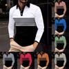 Men's Golf Shirt Casual Sports V Neck Ribbed Collar Long Sleeve Fashion Casual Solid Color Plain Spring & Summer Regular Fit