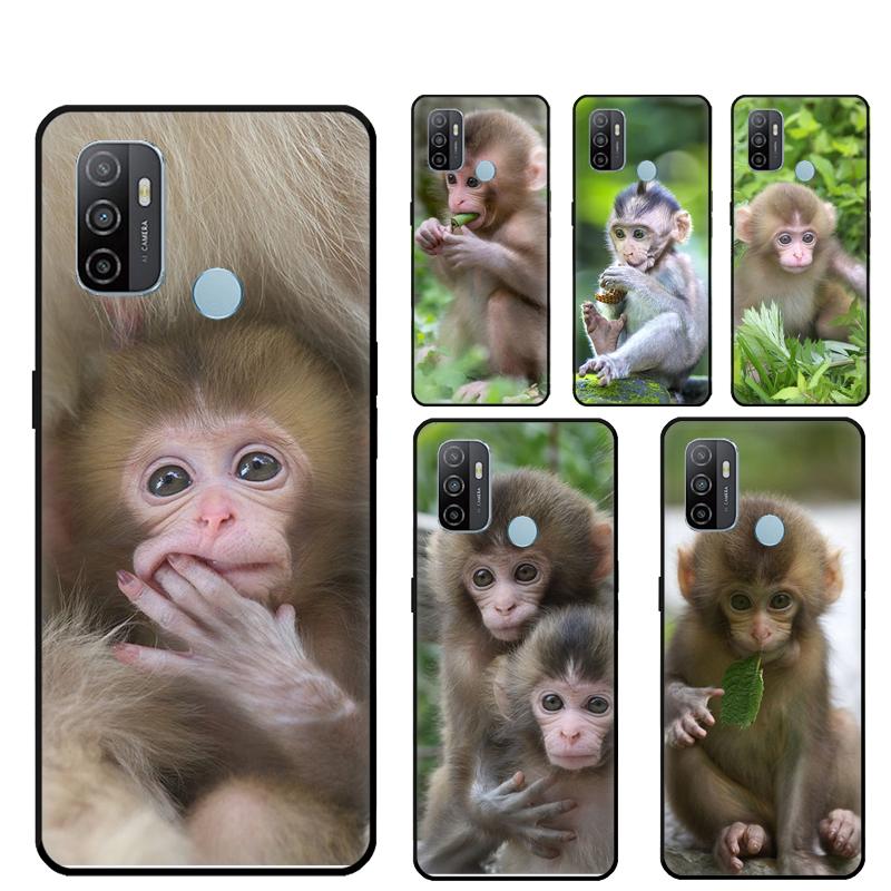 Cute Baby Monkey Animal Case For Oppo A74 A94 A54 A18 A38 A58 A78 A98 A40 A60 A80 A16 A76 A96 A15 A17 A77 A57S Cover