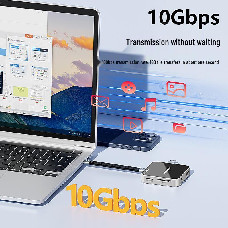 Магнитная док-станция USB-C с HDMI и разветвителем USB 3.2 для ноутбуков и телефонов