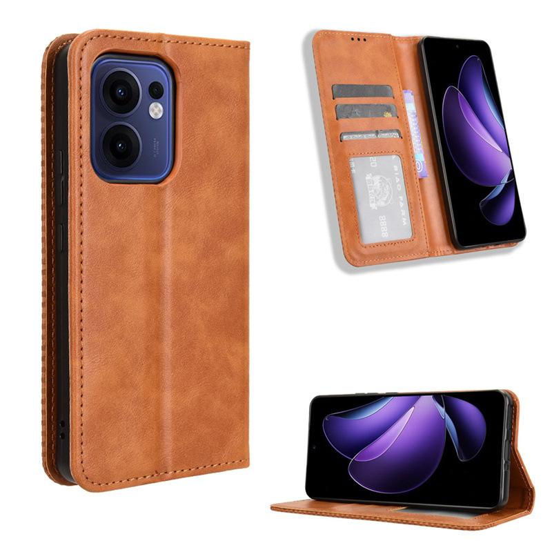Флип-чехол для OPPO Reno13 F / Reno 13F кожаный чехол [Flip Vintage Leather] ударопрочный прочный ретро защитный чехол