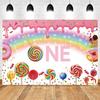 Newborn Baby First Birthday Backdrop Ice Cream Donuts Paper Cupcake Lollipop Sweet Cake Smash Baby Shower Party Photo Background