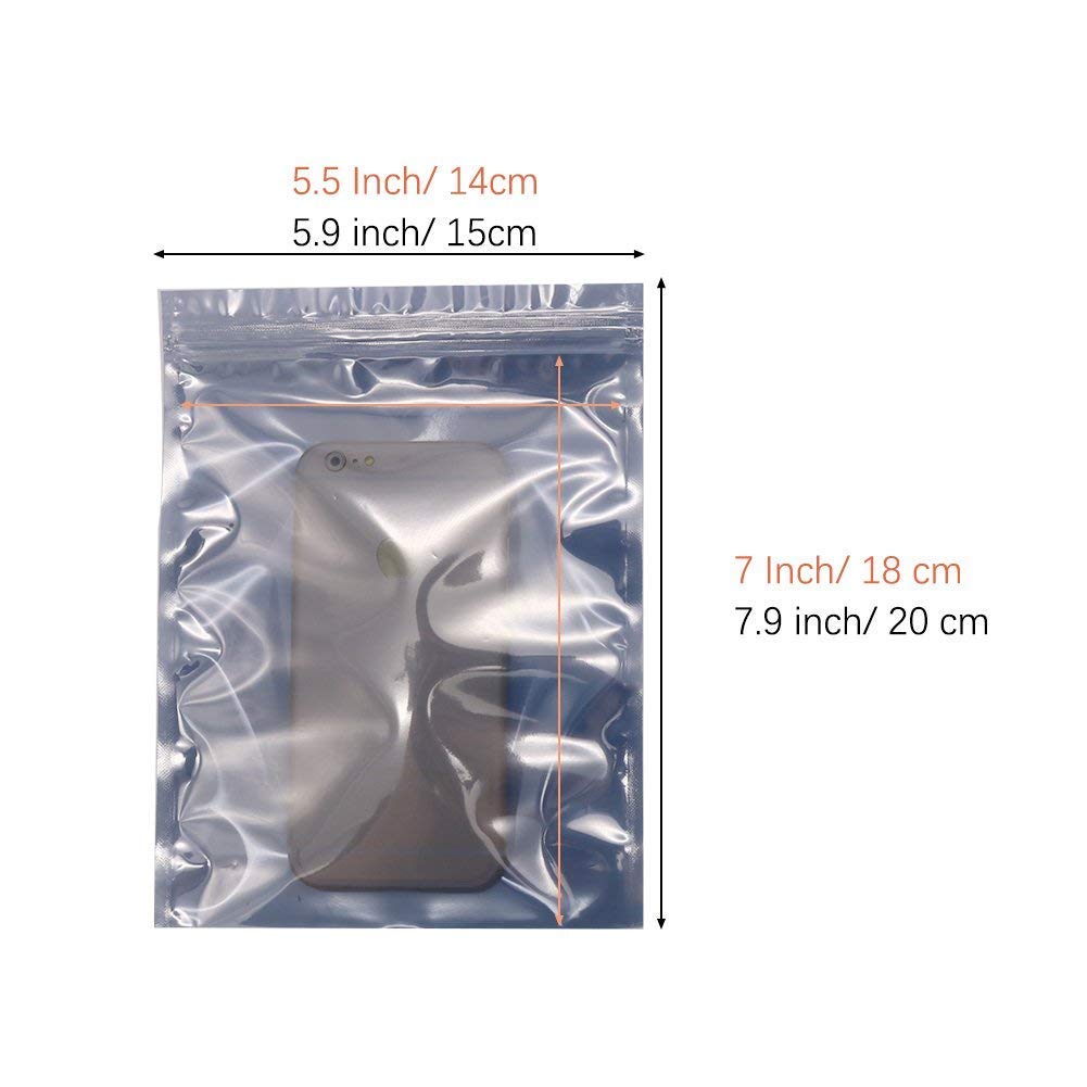 Пакеты Mollytek для 15x20см Экранирующие пакеты с молнией 100 штук Антистатические пакеты, Антистатическое хранение HDD/SSD, Многоразовые, Полупрозрачные (15x20cm)