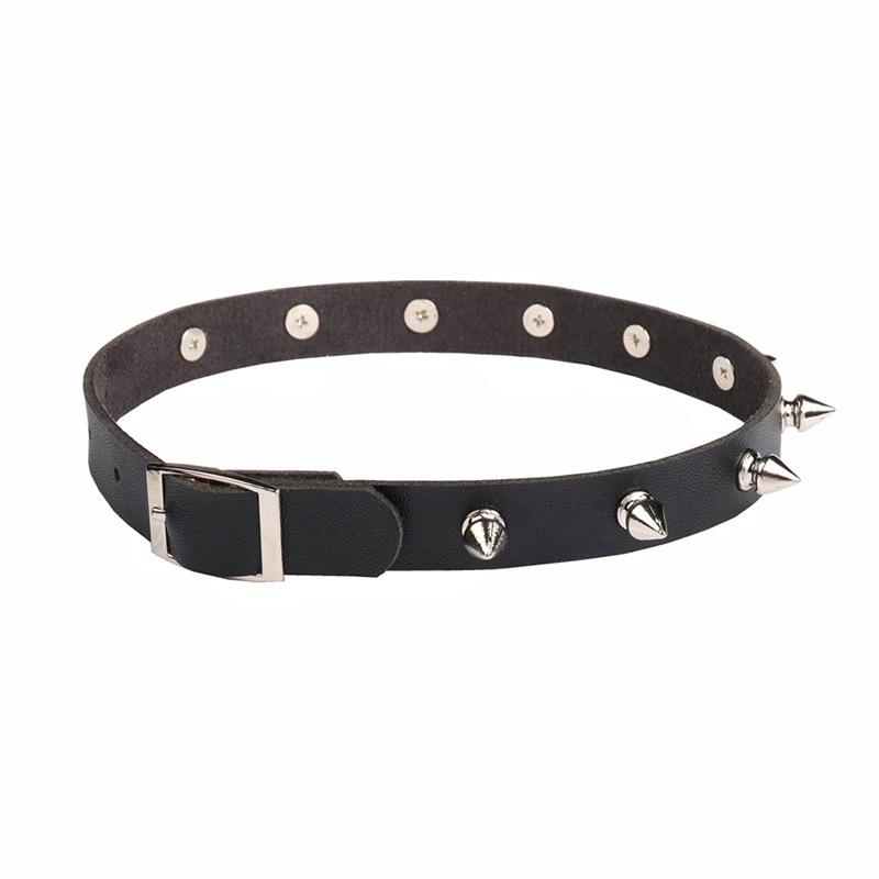 European & American Punk Rivet Leather Choker Necklace - Gothic Harajuku Cosplay Style