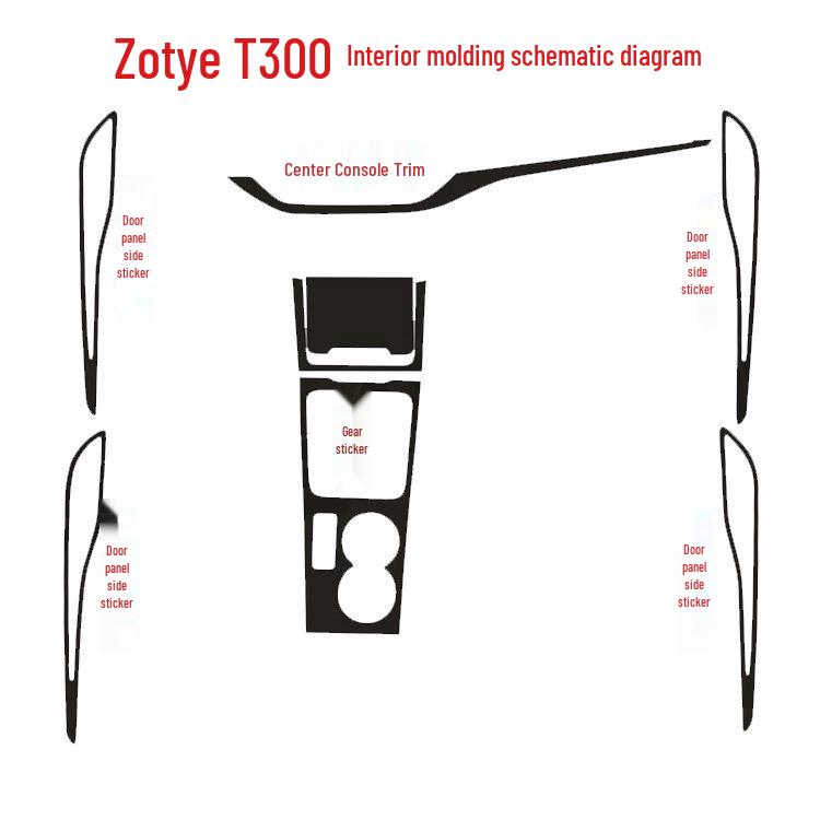 Zotye T300 Carbon Fiber Interior Gear Shift Decal
