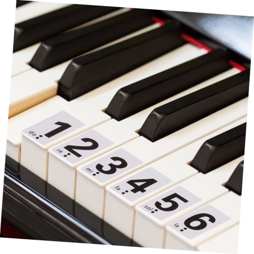 Hoement Removable Piano Keyboard Note Label Set, 88-Key Piano Key Stickers, Learning Piano Stickers with Notes and Numbers