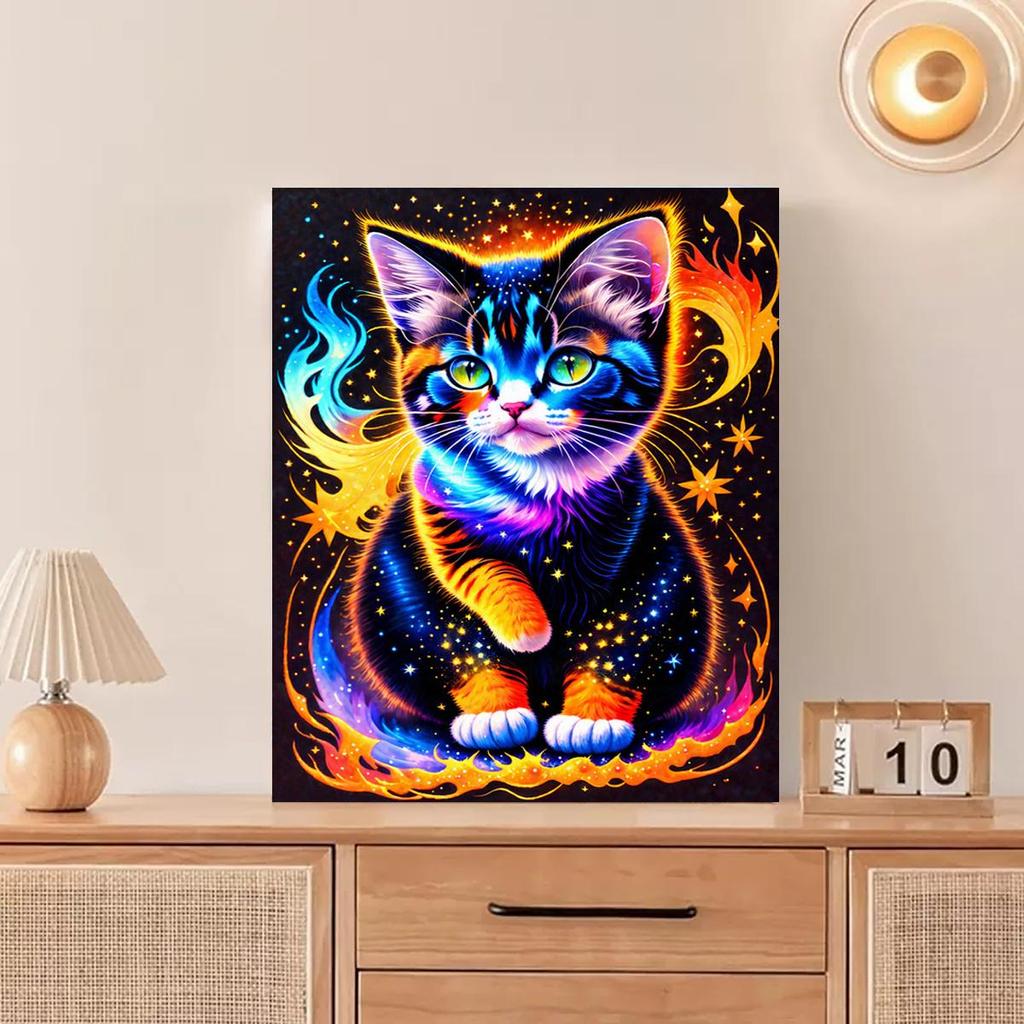 Frame Diy Painting By Numbers For Adults Kits Colorful Cat Handmade Animals Starter Kit For Home Decors 40x50cm