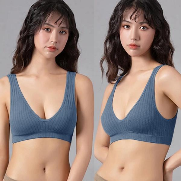 Женский бюстгальтер с глубоким v-образным вырезом, хлопковый бюстгальтер без косточек, сексуальный топ на бретелях с широким ремешком и открытой спиной, женское нижнее белье