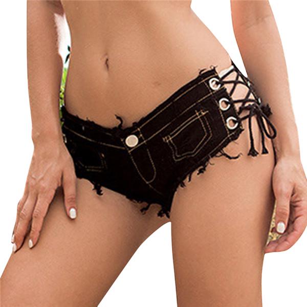 Модные сексуальные рваные женские джинсовые шорты с низкой талией