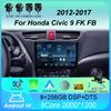 Android 14 Автомобильное радио для Honda Civic 9 FK FB 2012 - 2017 Мультимедийный видеоплеер Навигация стерео GPS Нет 2din 2 din dvd