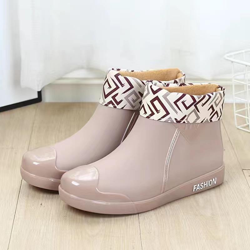 Модные женские трендовые теплые водонепроницаемые нескользящие резиновые сапоги