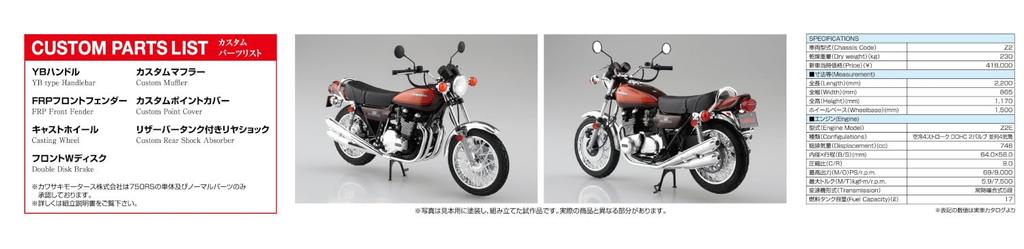 Пластиковая модель мотоцикла Aoshima Bunka Kyozaisha The Bike Series Kawasaki Z2 750RS с индивидуальными деталями 1/12 № 43 '73