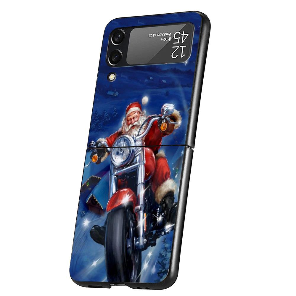 Christmas Santa Claus Present Cover Phone Case For Samsung Galaxy Z Flip 7 6 5 4 3 5G Flip7 Flip6 Flip5 Flip4 Flip3 Black Fundas