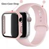 Стекло+корпус+ремешок для Apple Watch band 44 мм 45 мм 42 мм 41 мм 40 мм 38 мм Силиконовый ремешок для часов браслет iWatch series 8 9 7 6 5 4 3 SE