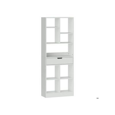 Книжный шкаф - - 9 полок - 1 ящик - 60 x 26 x 158 см - Белый