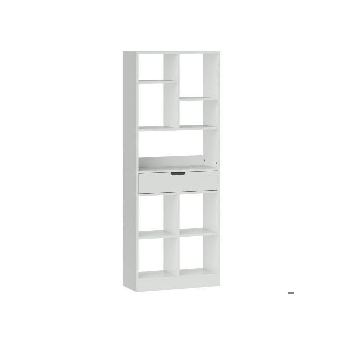 Книжный шкаф - MUVOE - 9 полок - 1 ящик - 60 x 26 x 158 см - Белый