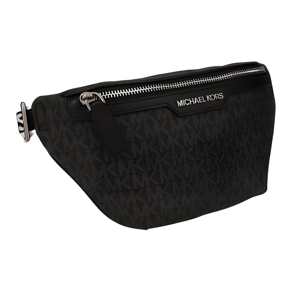 Michael Kors MK Cooper Сумка-кроссбоди на пояс с принтом логотипа и застежкой-молнией из покрытого холста Мини Мужские сумки Черный 37T4LCOY1B-BLACK