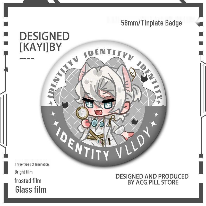 Identity V Q Version Fanmade Badges: Antique Dealer, Fisherman, Emblems, Embalmer, Prisoner, Perfumer, Laser Grains.