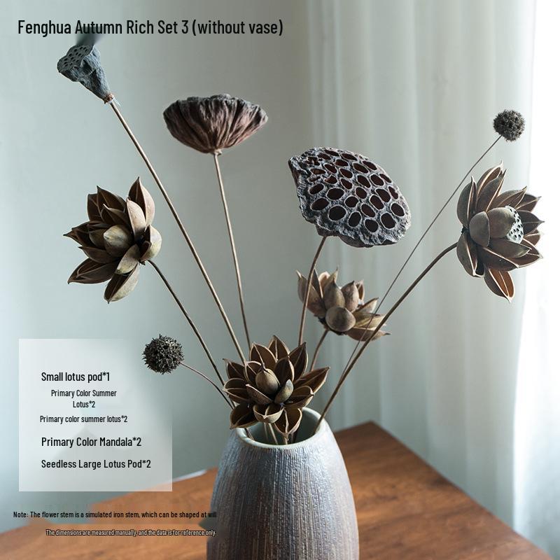 Zen Luxury Dried Lotus Bouquet: Elegant Air-Dried Flower Arrangement for a Sophisticated Living Room Decor.