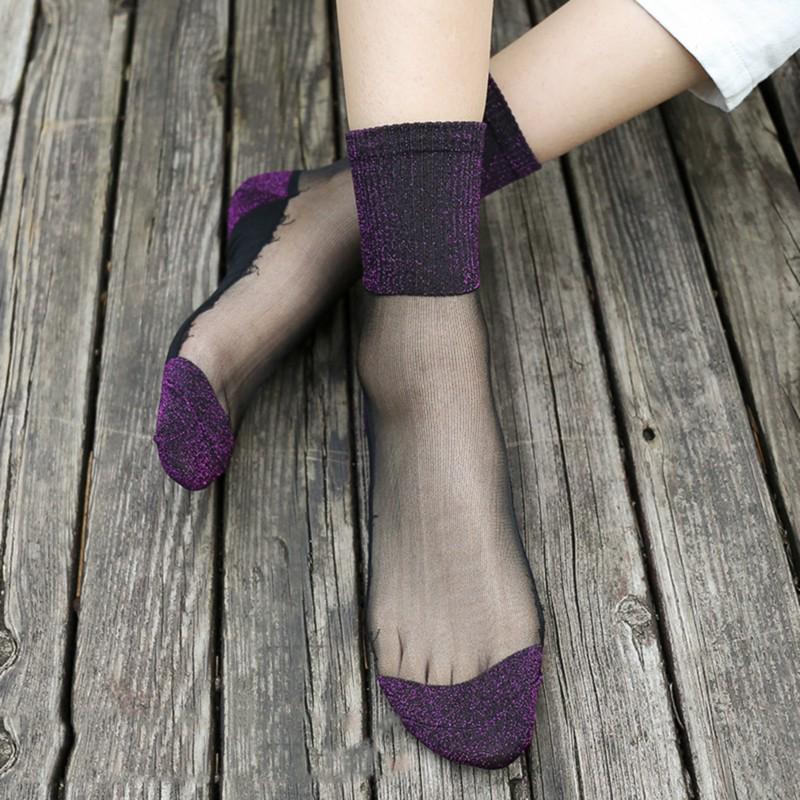 Exquisite Ladies Sexy Lace Fishnet Stockings Transparent Elastic Ankle Glass Socks Mesh Stockings
