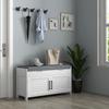 Shoe Bench with Internal Shelf Adjustable on 6 Levels, in MDF and Faux Linen, 90x36x50 cm, White and Grey