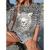 Leopard Print T Shirt Plus Size Short Sleeve SummerCasual Crew Tee Tops  Women Vintag Street Fashion 3D Print T-shirt