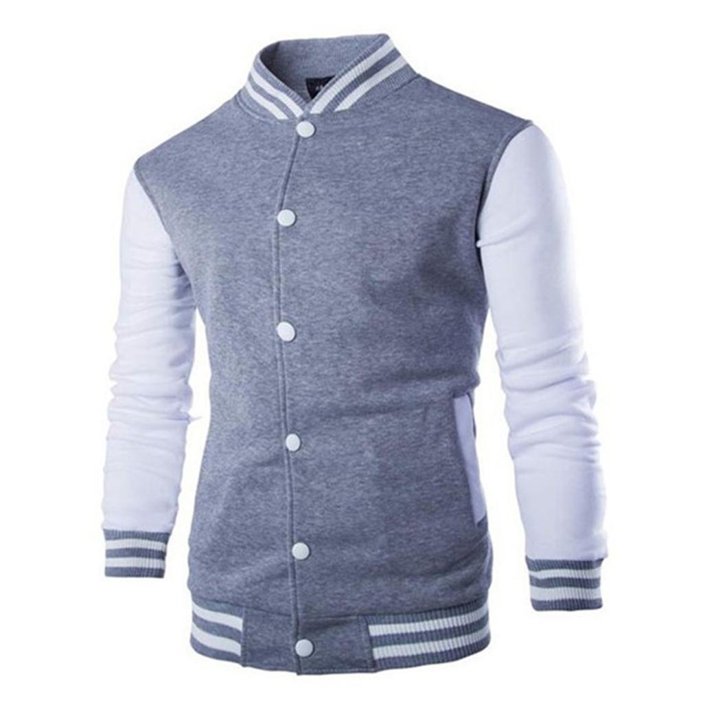 Jacket European Men's Casual Men's Stand Collar Baseball Jacket