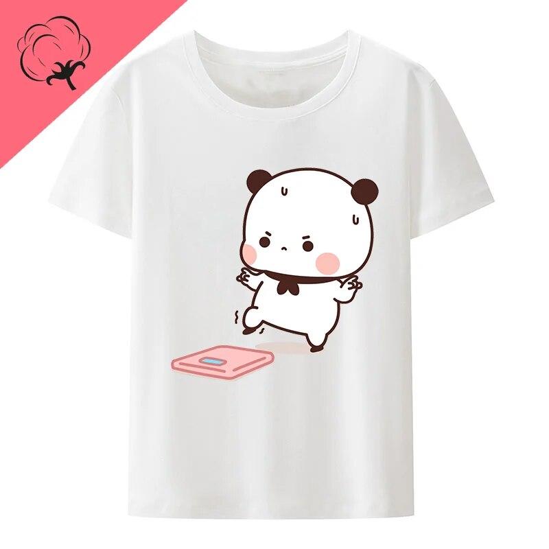 Милый Бубу бросает шлепанцы в Дуду, так как он дразнит Бубу Футболки с медведем Футболка Kawaii WoУнисекс Одежда Топы унисекс Футболки с рисунком