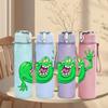 1PC Green Slimer Ghost 750ml Color Plastic Sports Water Bottle Leakproof Flip Straw Lid Suitable for Sports Office Home Use