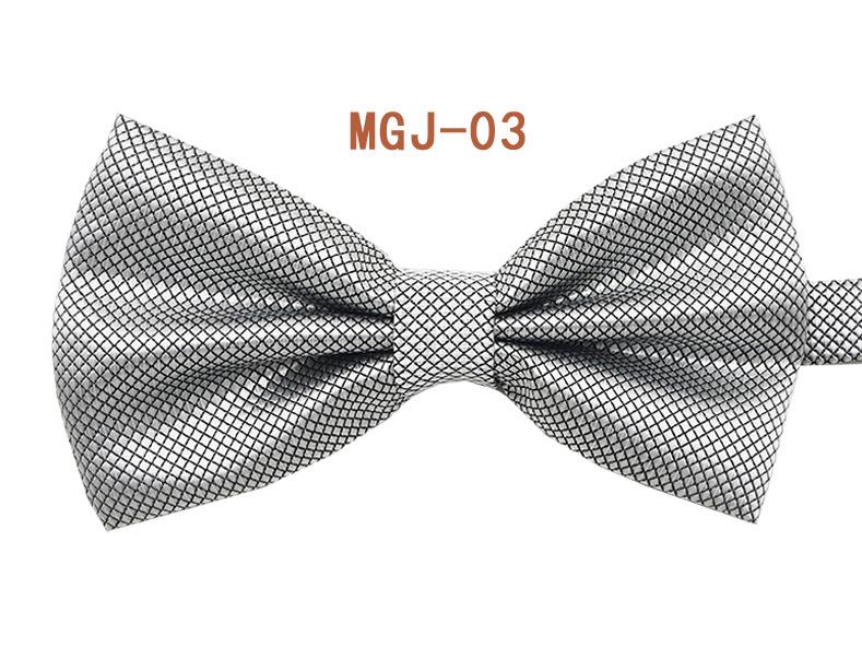 Men's Solid Black Double Layer Bow Tie - British Cube Grid, 27 Colors Available for Formal Events and Weddings.