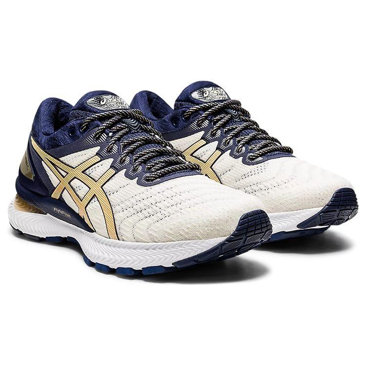 Asics Gel-Nimbus 22 Сетка Удобные Прочные Низкие Кроссовки для бега Женские кроссовки Белый Синий 1012A807-100