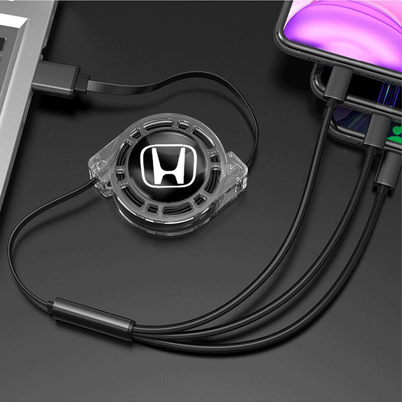Car Accessories 3 In 1 Fast Charger USB Data Cable For Honda Civic Fit Jazz Accord Pilot CRV Odyssey Passport City Shuttle HRV V CB0