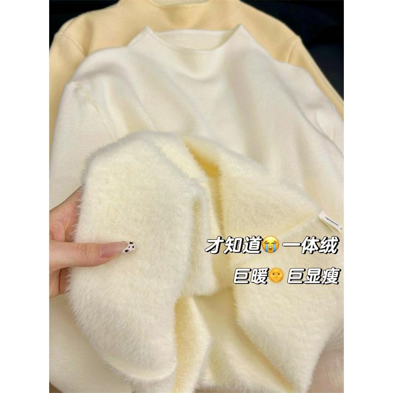 Утолщенный трикотажный топ с полувысоким воротником, мягкий и восковой, женский осенне-зимний, приятный к коже, флисовый базовый свитер, простой свитер с темпераментом