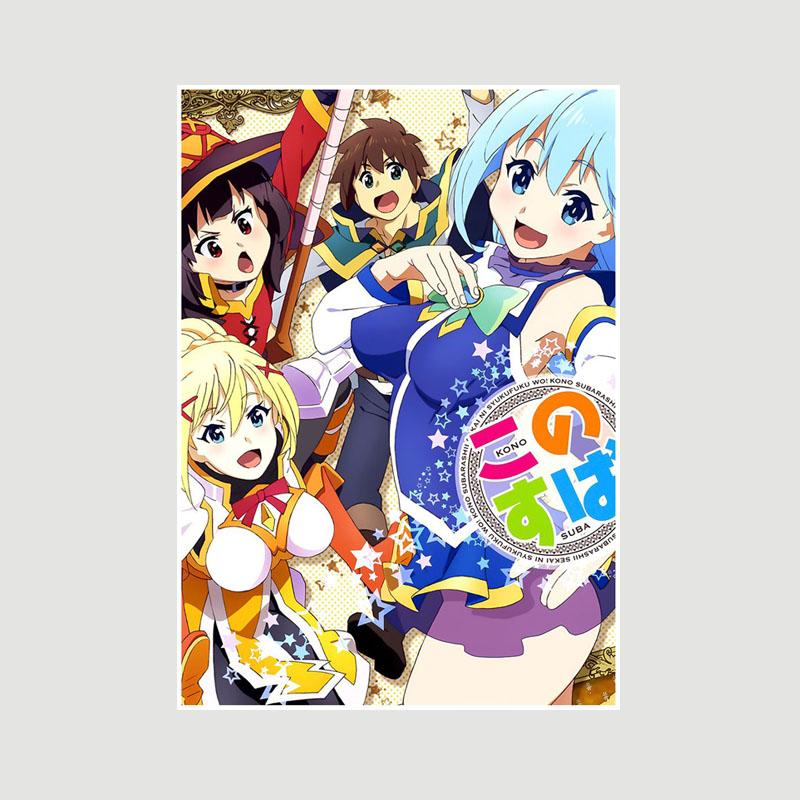 Vintage Anime KonoSuba Megumin White Paper Posters and Prints Bedroom Bar Cafe Decoration Mural  Retro Wall Art Painting Home Decor