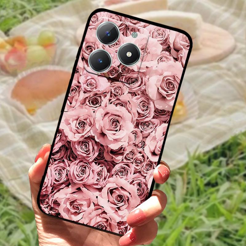 Для Realme C61 4G Чехол Модный Мультяшный Черный Силиконовый Мягкий ТПУ Задняя Крышка Для Oppo Realme C63 Защитные Fundas Coque Чехлы