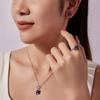 WOSTU 925 Sterling Silver Vintage Blue Enamel Flower Open Rings Stud Earrings Pendant Necklace For Women Wedding Luxury jewelry