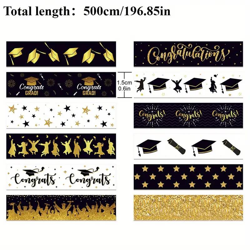 12pcs/set Adhesive Tape School Graduation Party Scrapbook DIY Material Scrapbooking Materials 15mmx5m